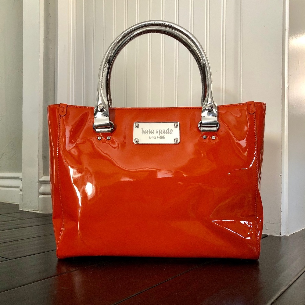 Kate Spade Patent Leather Orange Tote Bag